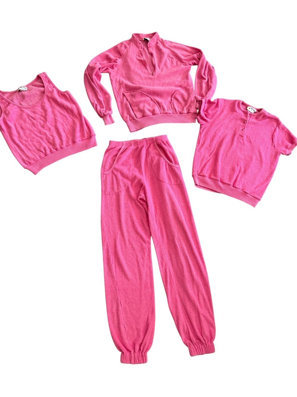 On The Ball Vintage Pink Terry Cloth 4 Piece Set Barbiecore Resortwear M L